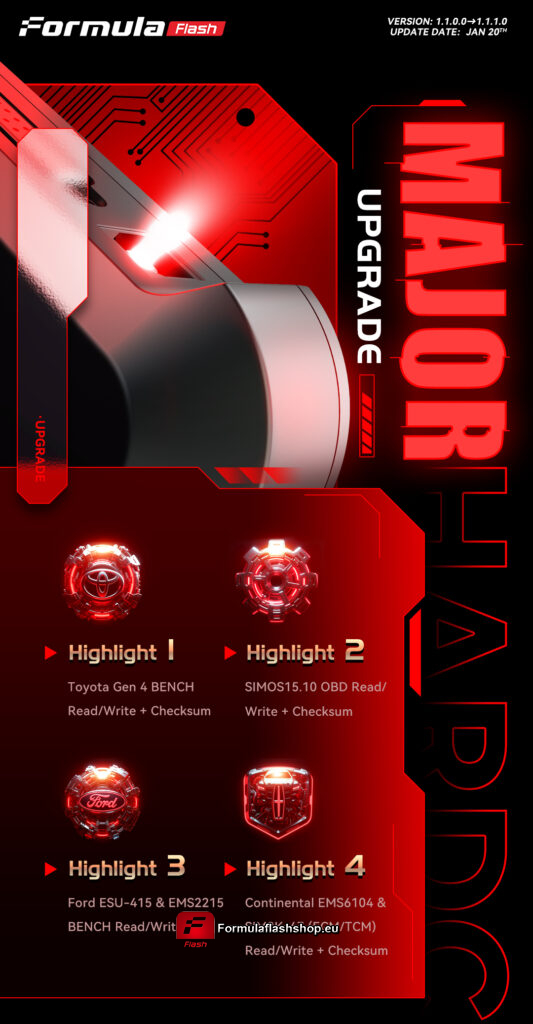 FormulaFlash 1.1.1.0: Major Update Unleashes Toyota Gen4 & More via OBD/Bench